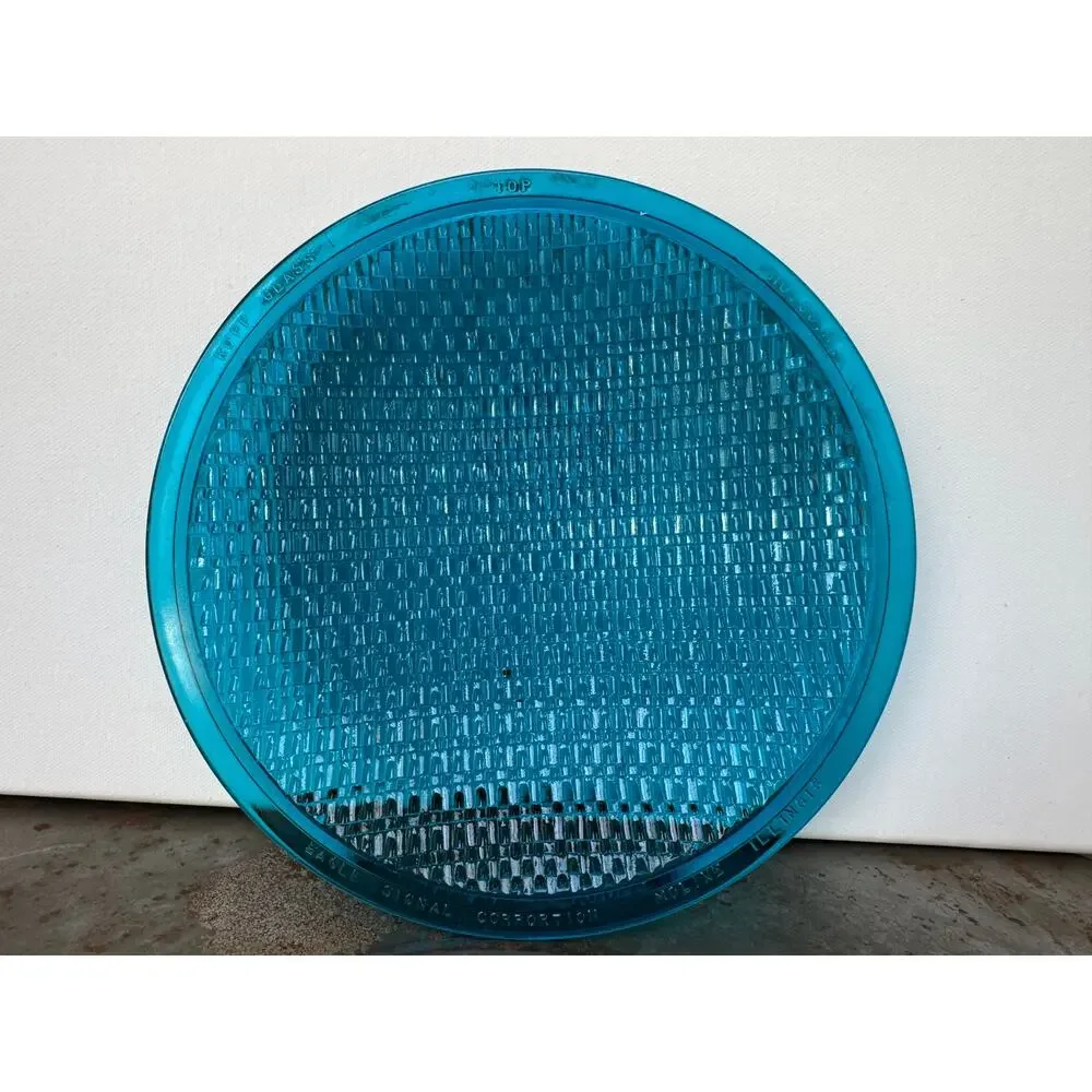 Vintage Kopp/Eagle Glass Prismatic Signal Lens Aqua Blue 8.25”